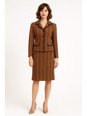 Vintage 1960s Aukie Sanft at Ira Berg Wool Skirt Suit Brown Tweed Made in Canada